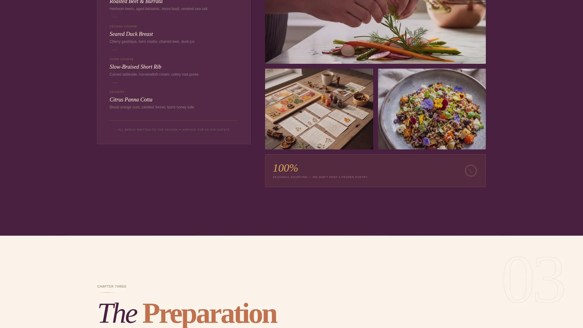 Corporate Event Catering Timeline & Booking Website Template
