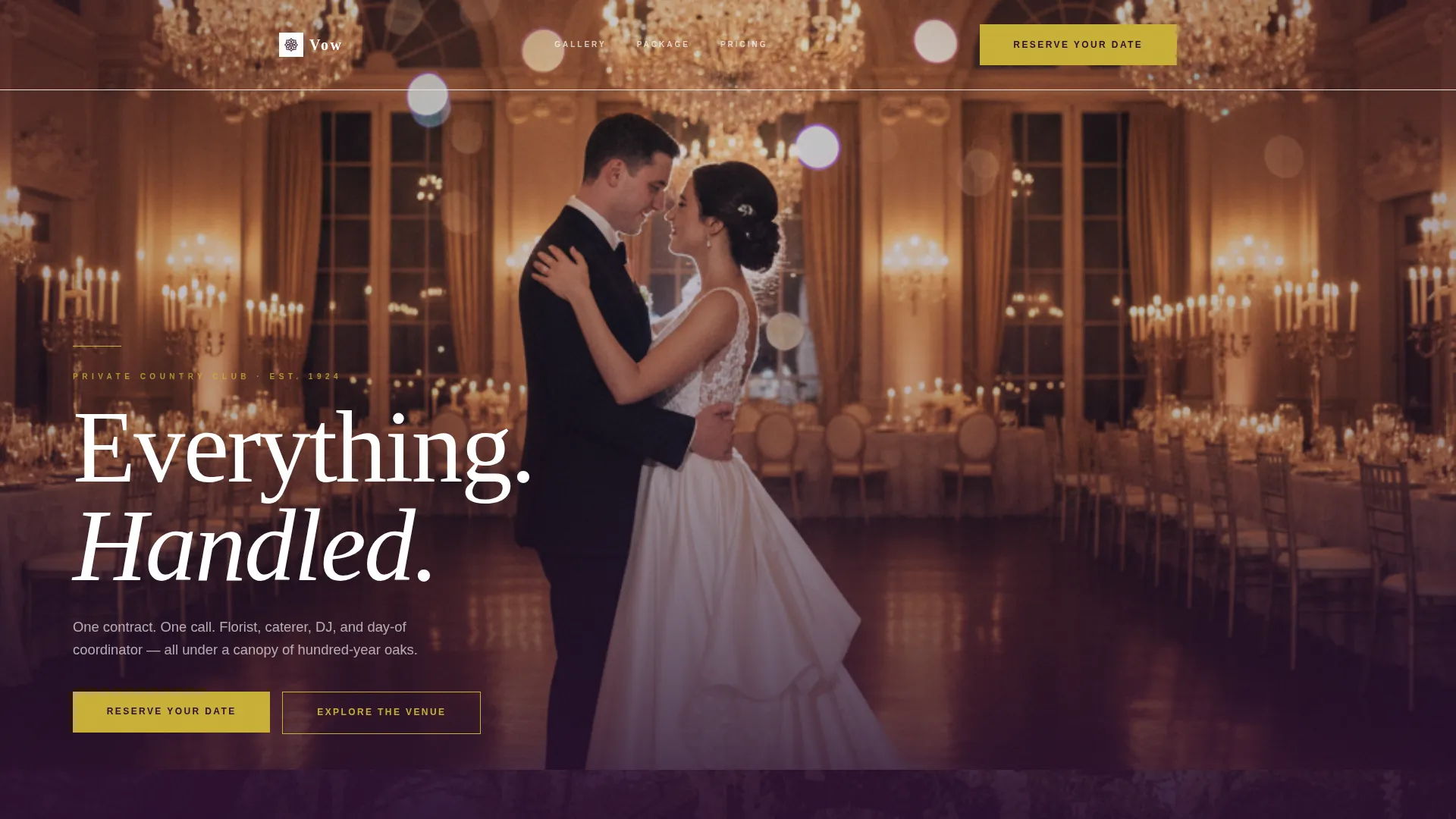 Luxe Country Club Wedding Venue Landing Page Template