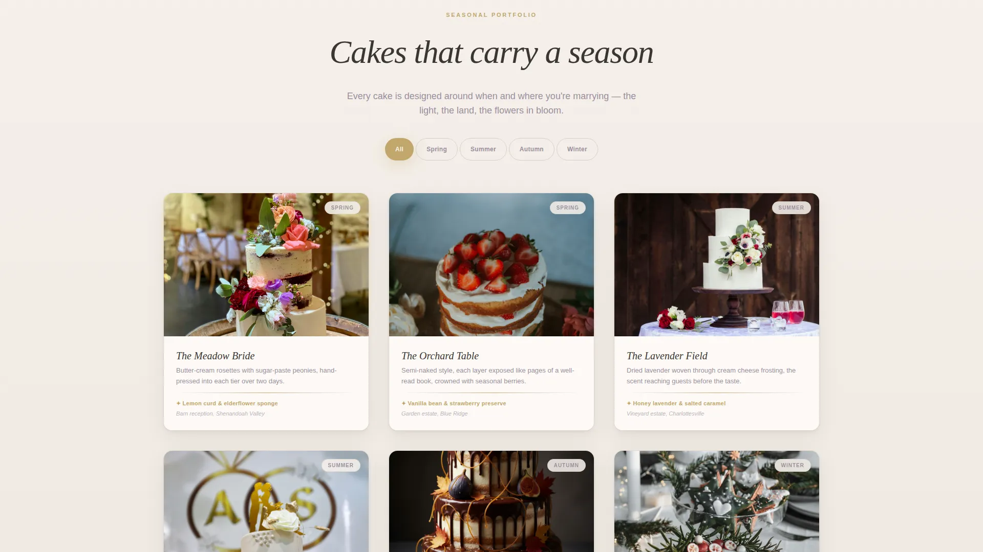 Country Wedding Cake Baker Landing Page Template