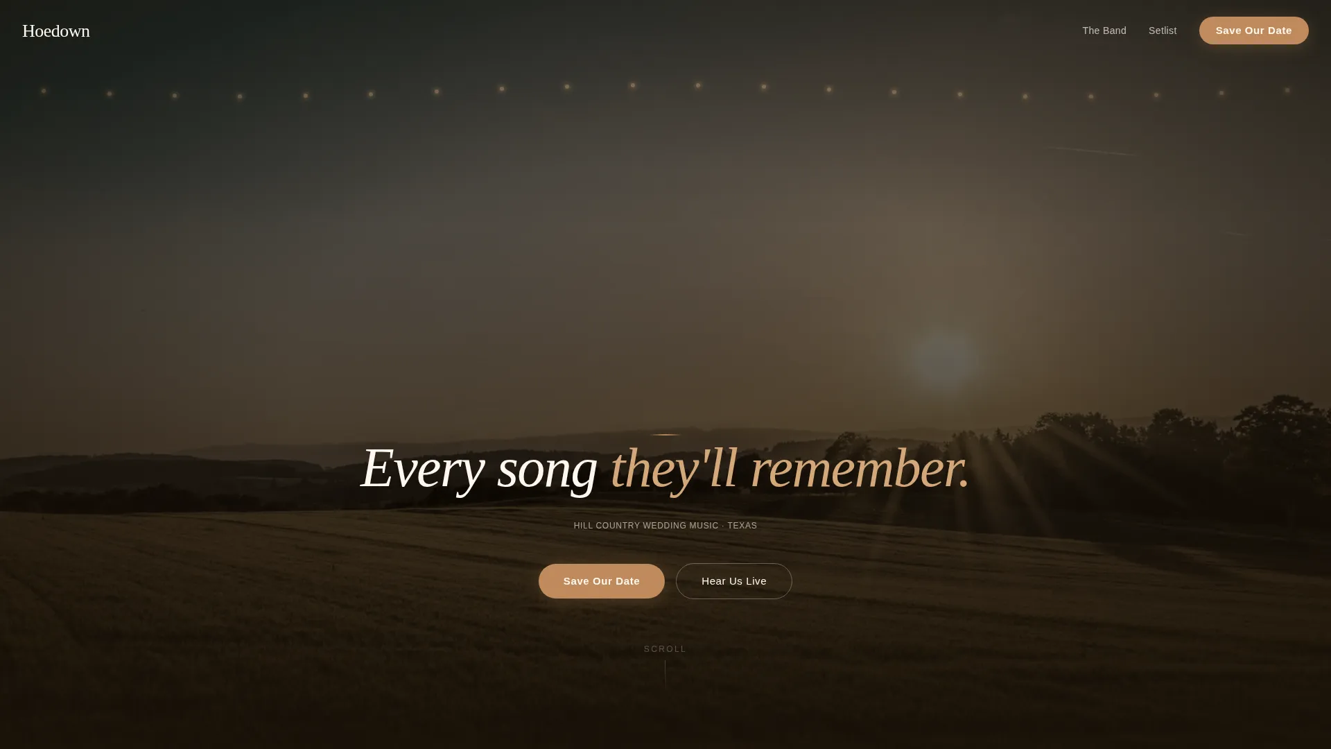 Rustic Country Wedding DJ & Band Landing Page