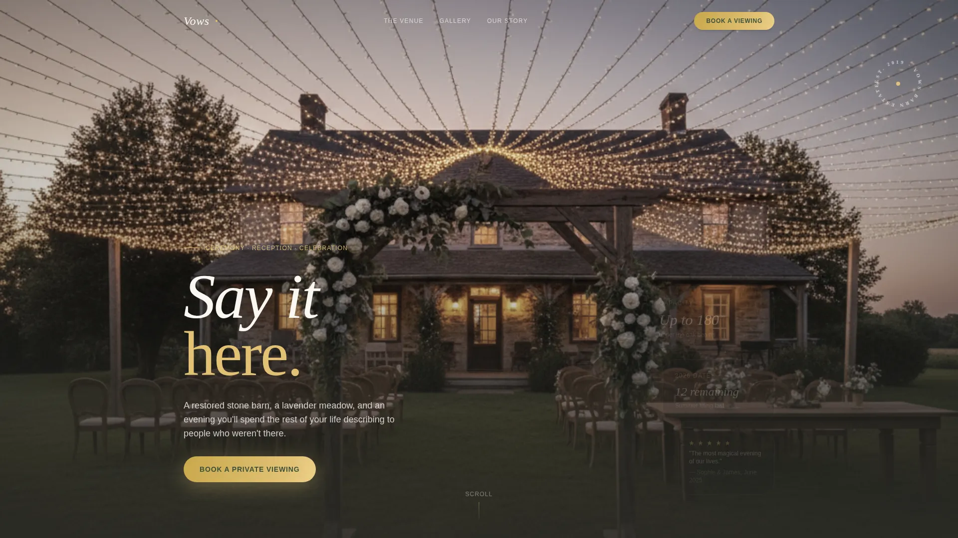 Country Wedding Venue Landing Page Template