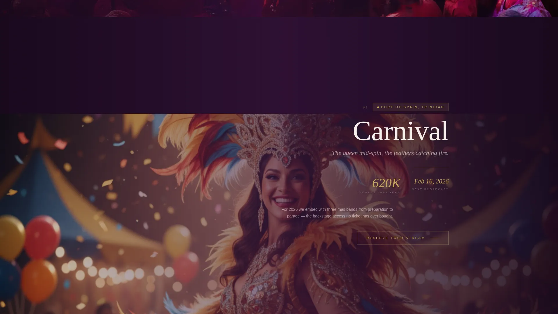 Cinematic Cultural Festival Live Streaming Landing Page