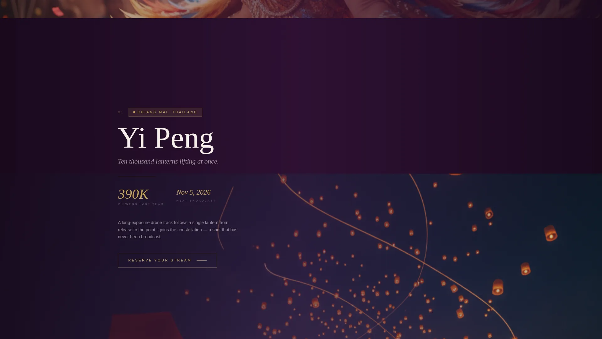 Cinematic Cultural Festival Live Streaming Landing Page