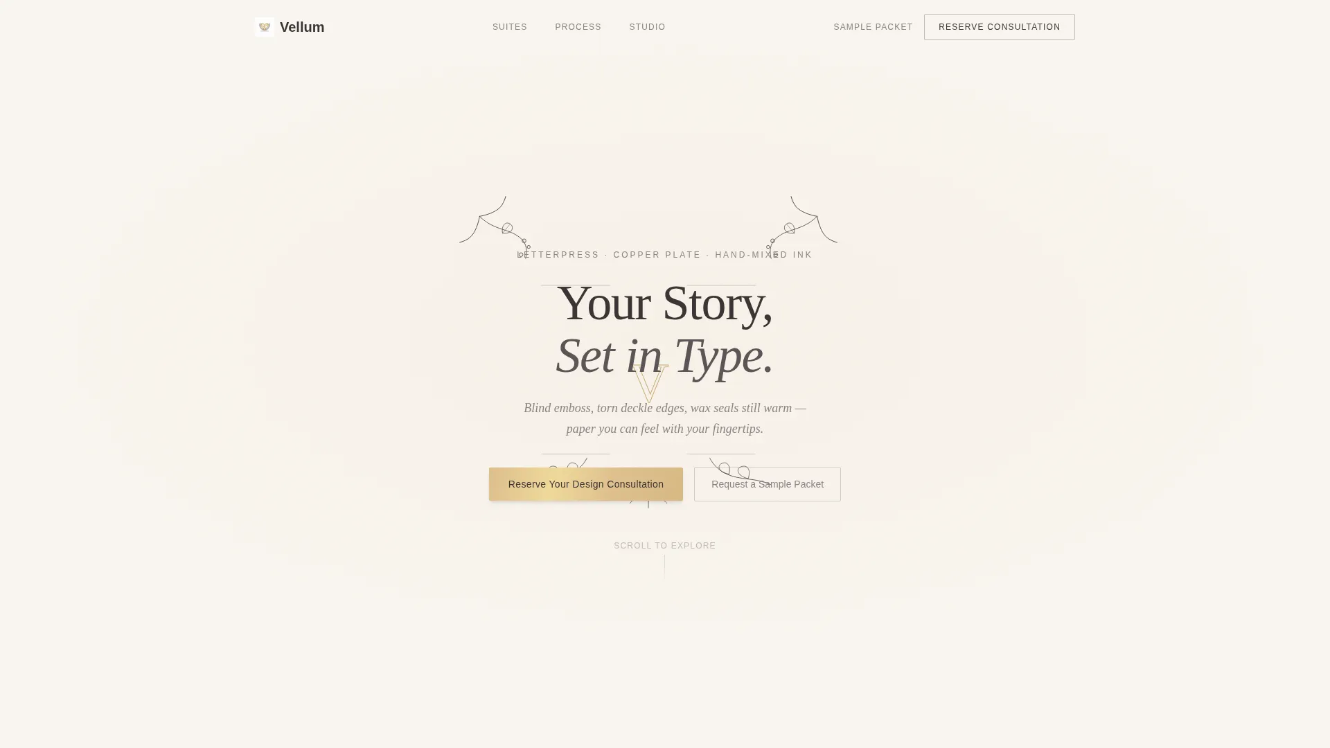 Letterpress Wedding Invitation Studio Landing Page