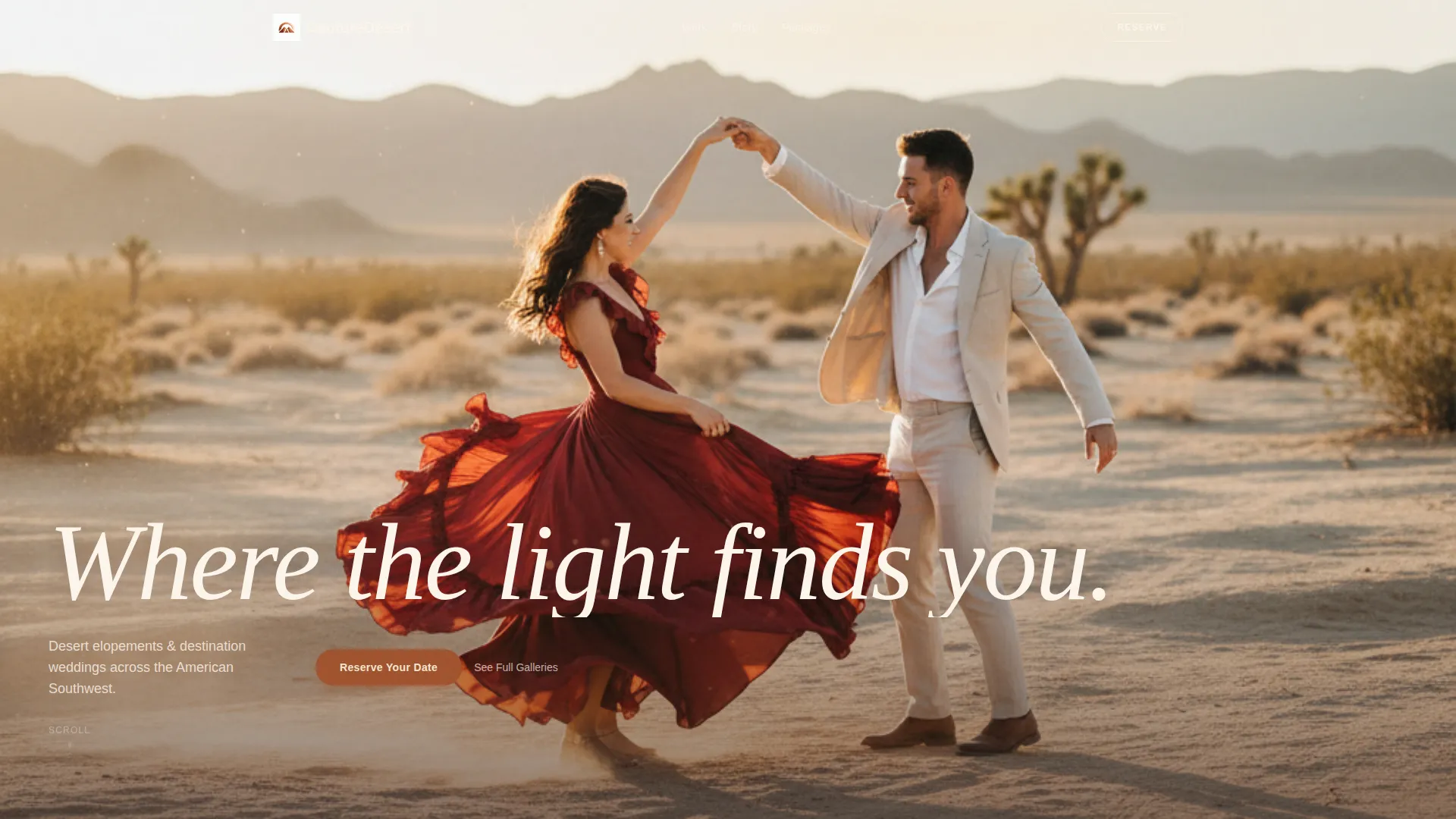Desert Wedding Photographer Landing Page Template