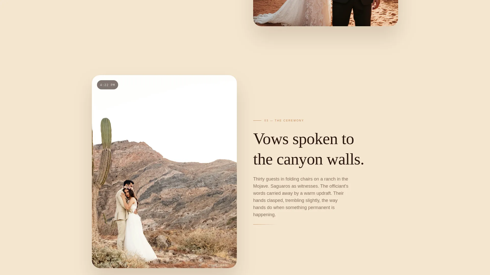 Desert Wedding Photographer Landing Page Template