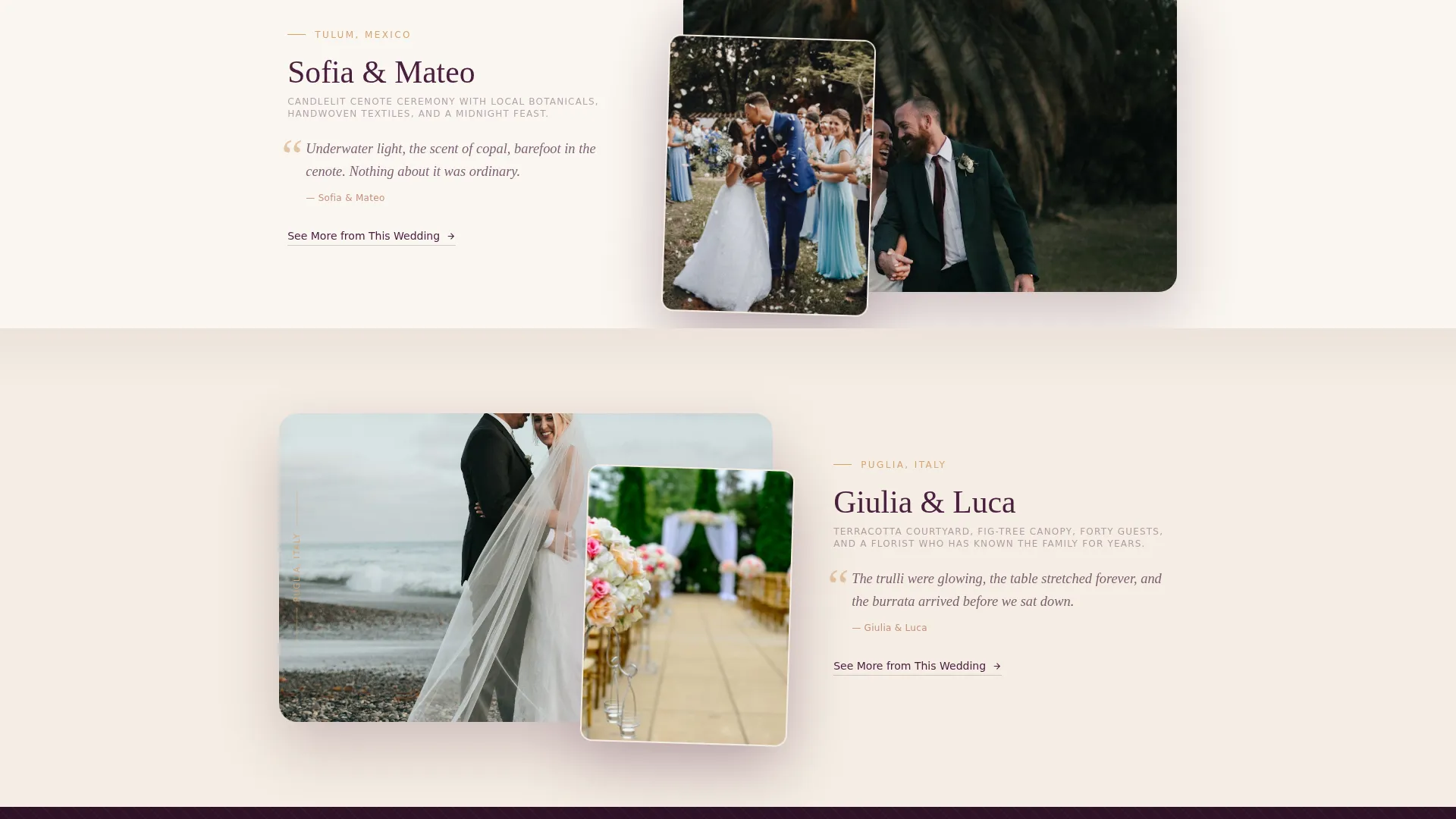 Destination Wedding Planner Real Couples Website Template