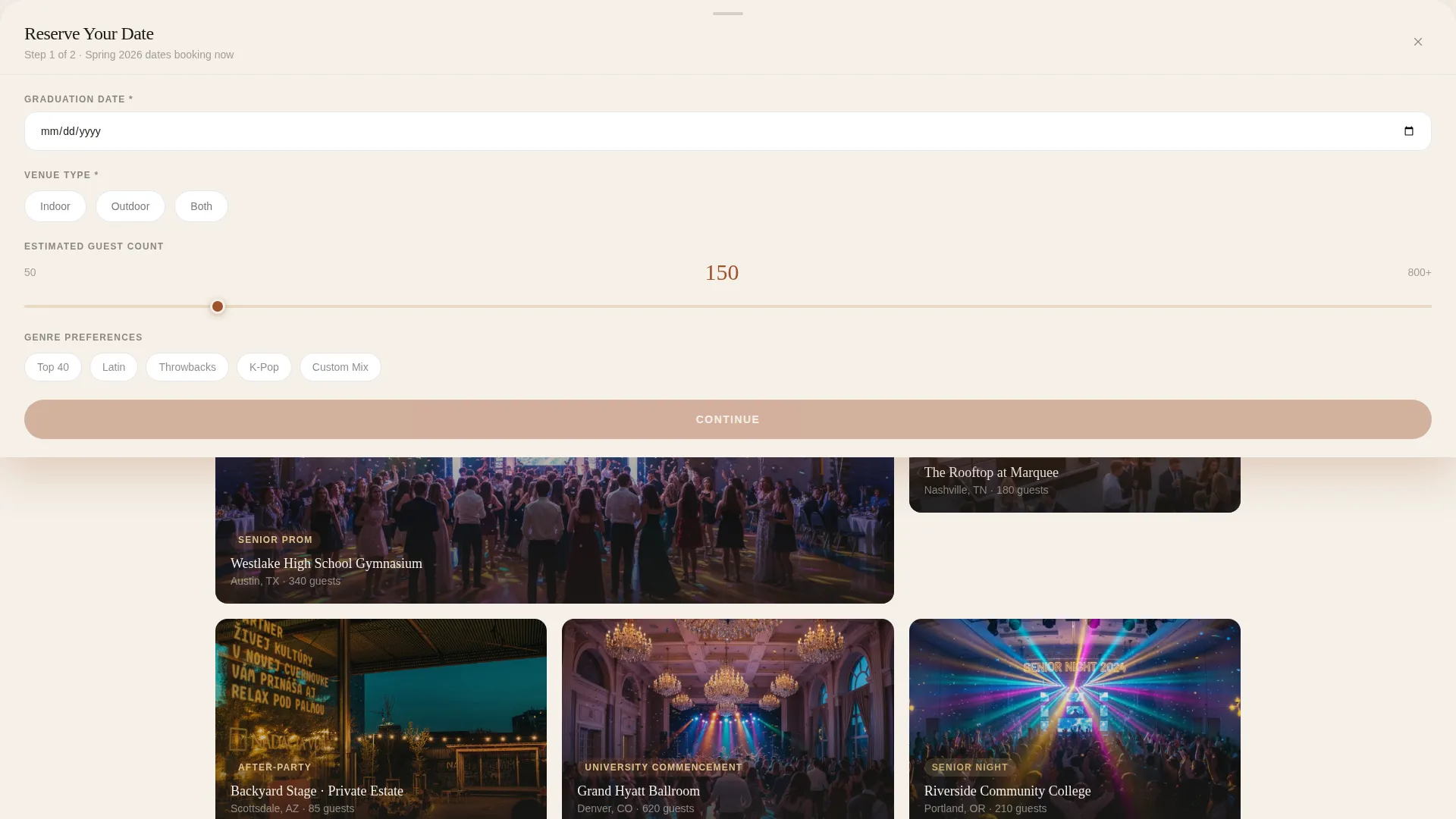 Graduation Event Complete Booking Website Template
