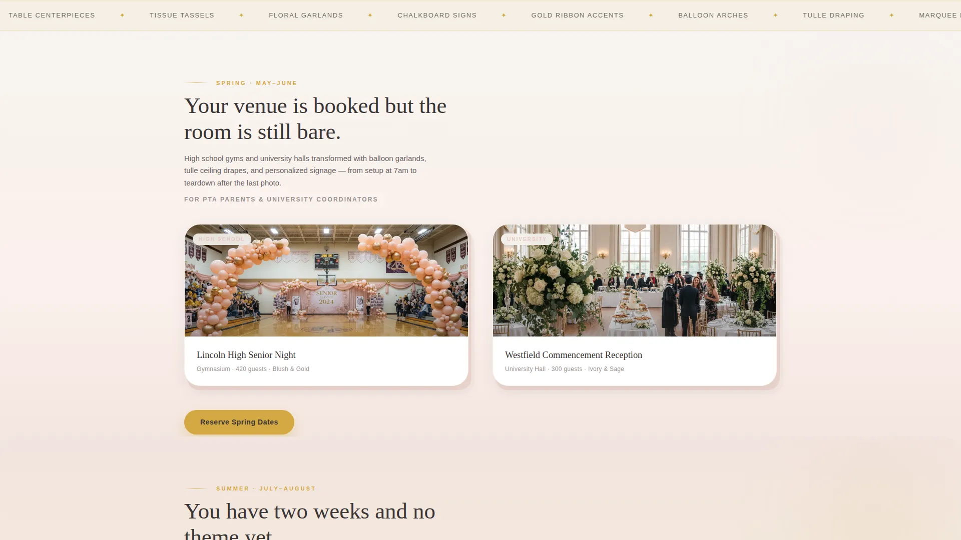 Graduation Event Advanced Booking Website Template