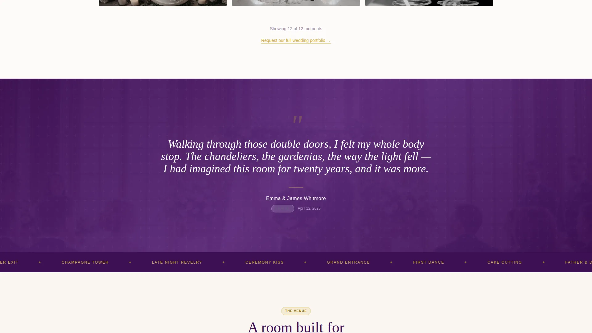 Wedding Venue Virtual Booking Website Template