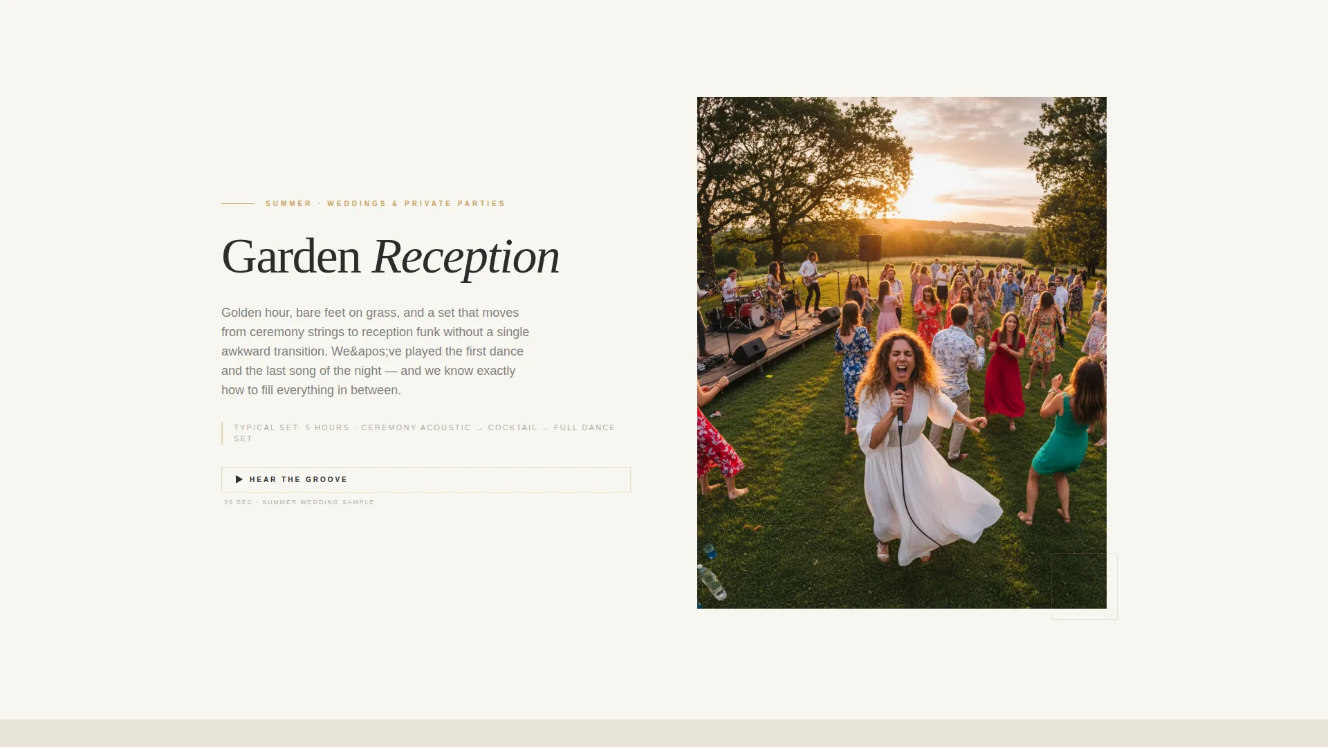 Live Band Website Template for Weddings & Corporate Events