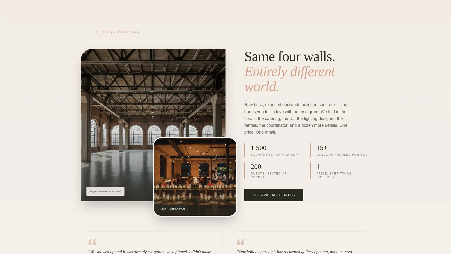 Wedding Venue Residential Booking Website Template