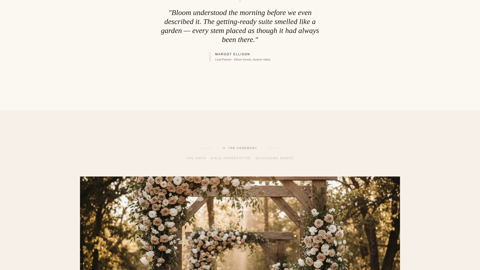 Luxury Wedding Florist Consultation Website Template