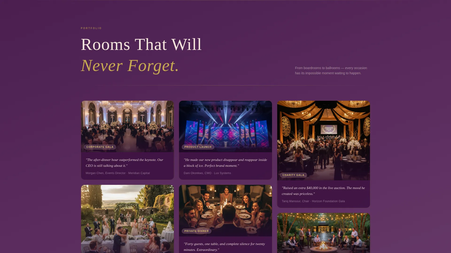 Magician & Entertainer Booking Website Template