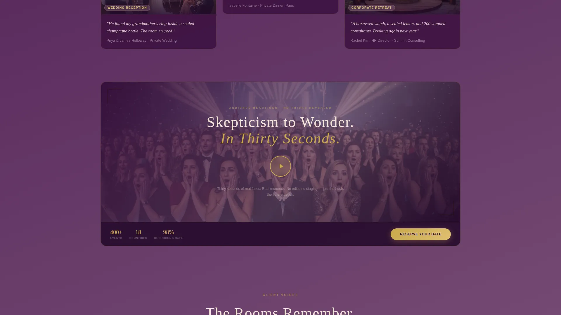 Magician & Entertainer Booking Website Template