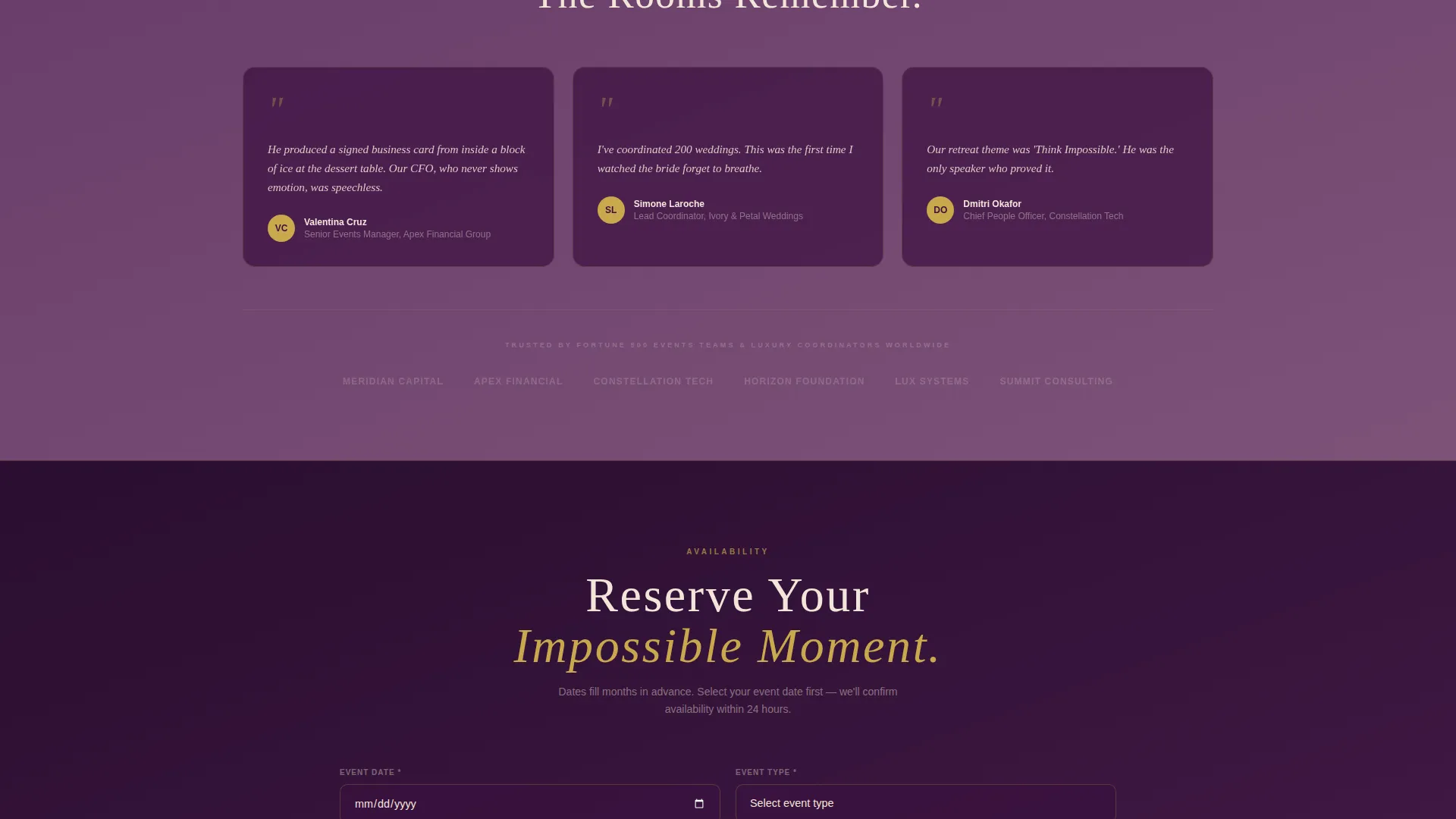 Magician & Entertainer Booking Website Template