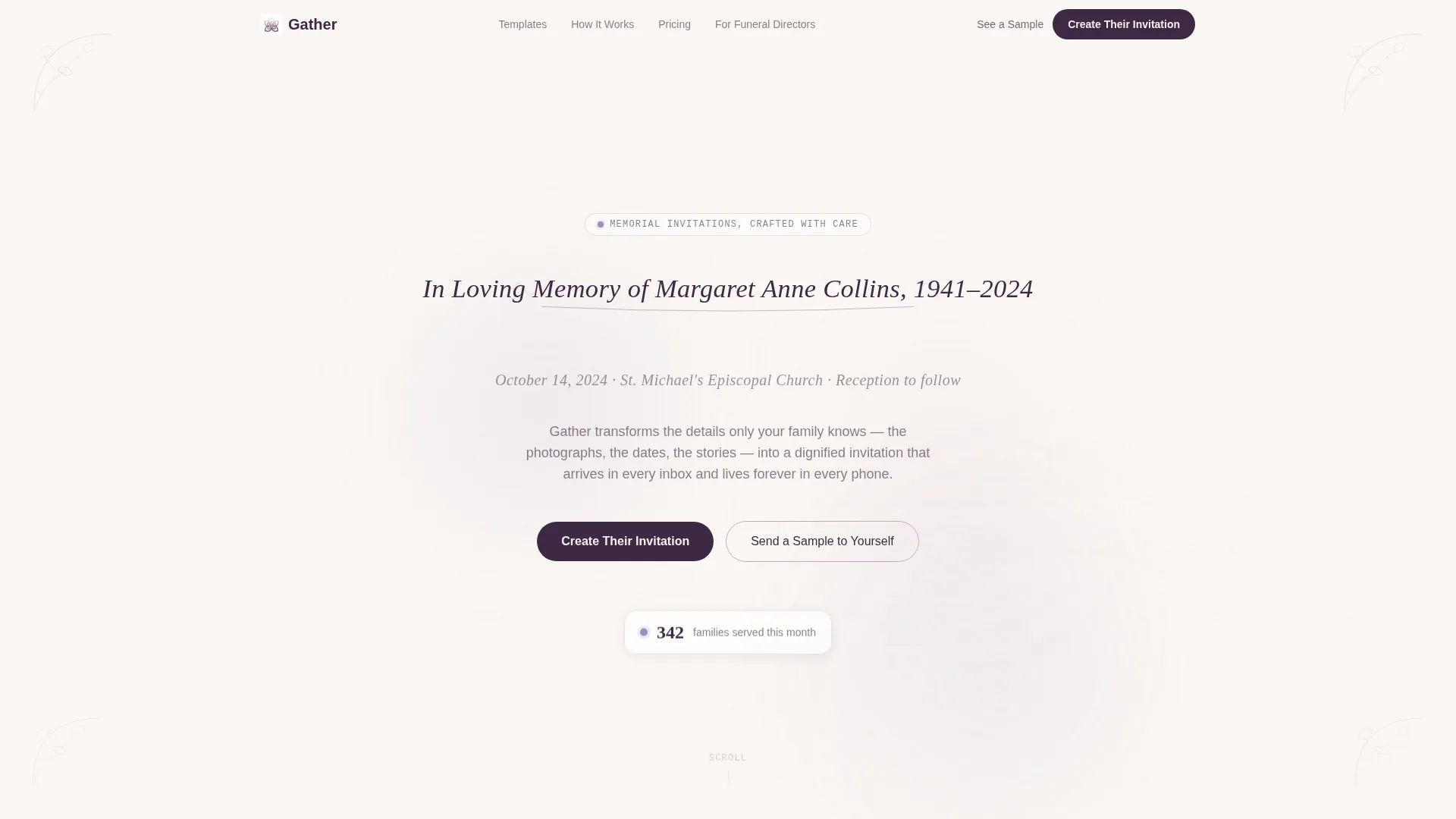 Memorial Event Pricing Website Template