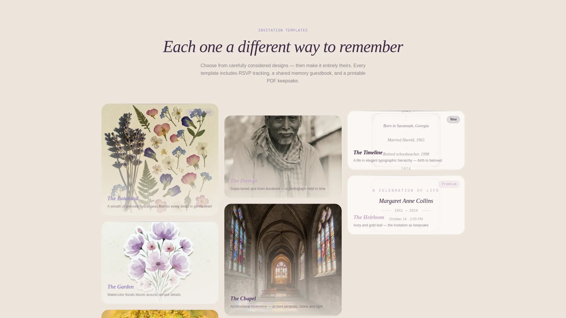 Memorial Event Pricing Website Template