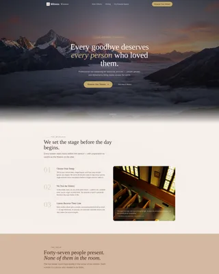Memorial Event Advanced Booking Website Template