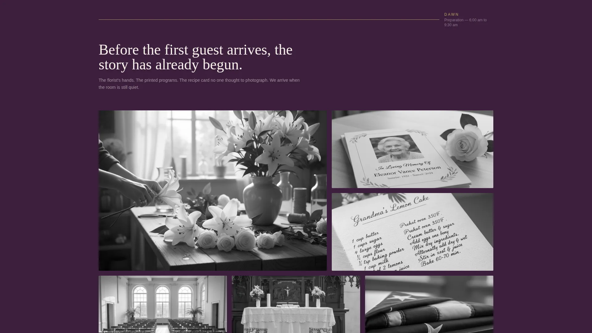 Memorial Event Specialist Booking Website Template