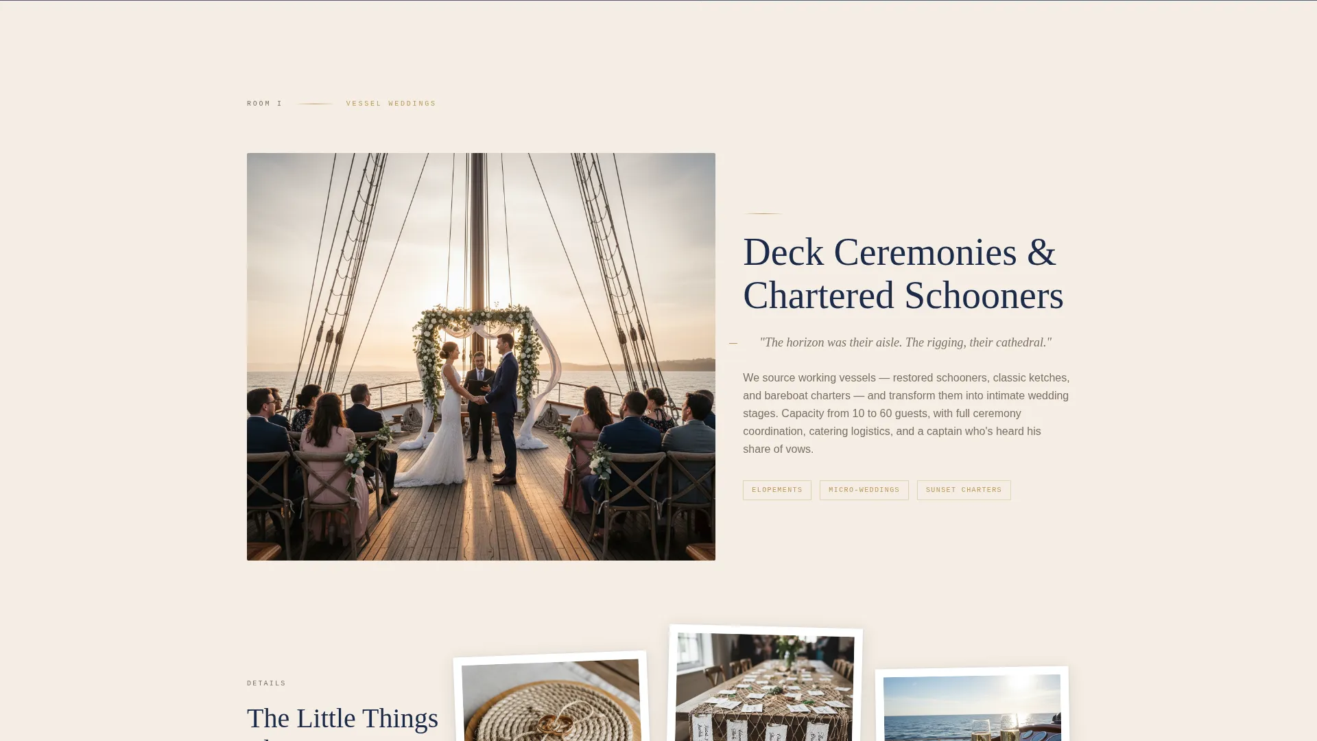 Nautical Wedding Specialist Booking Website Template
