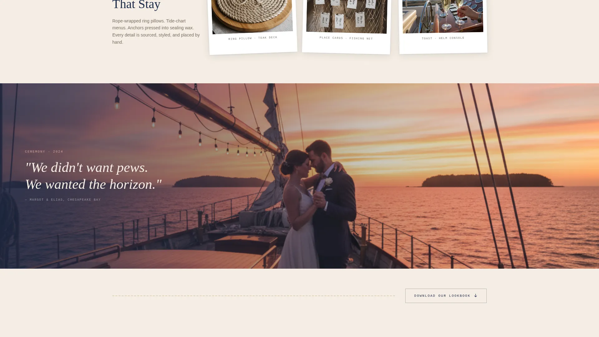 Nautical Wedding Specialist Booking Website Template