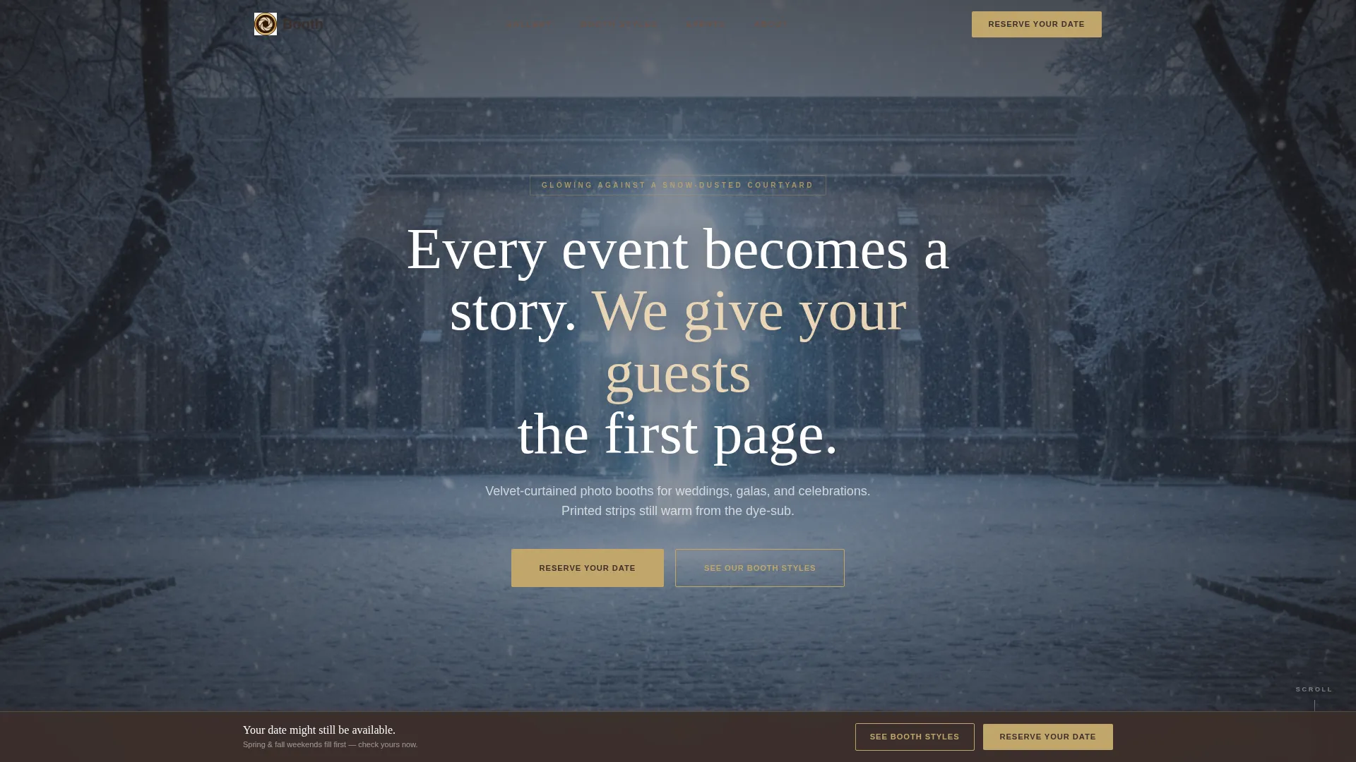 Photo Booth & Party Rental Specialist Booking Website Template