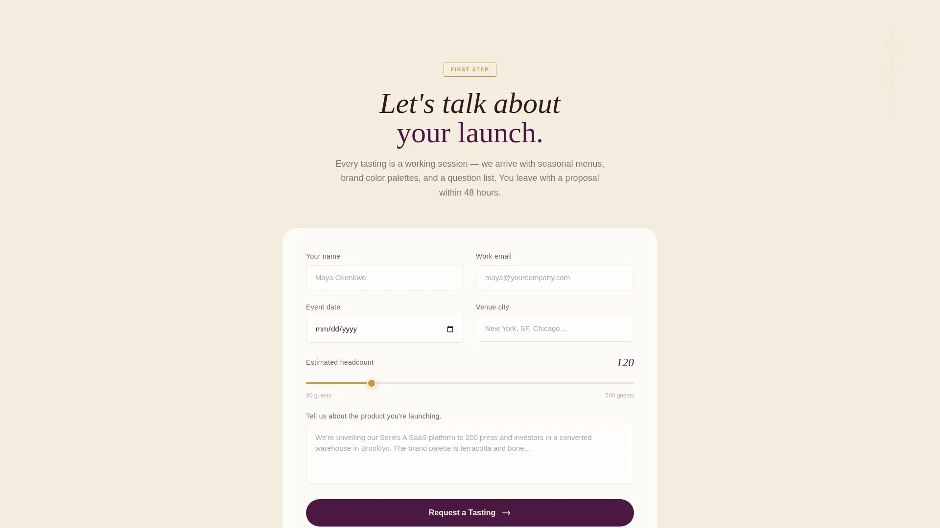 Product Launch Event Booking Website Template