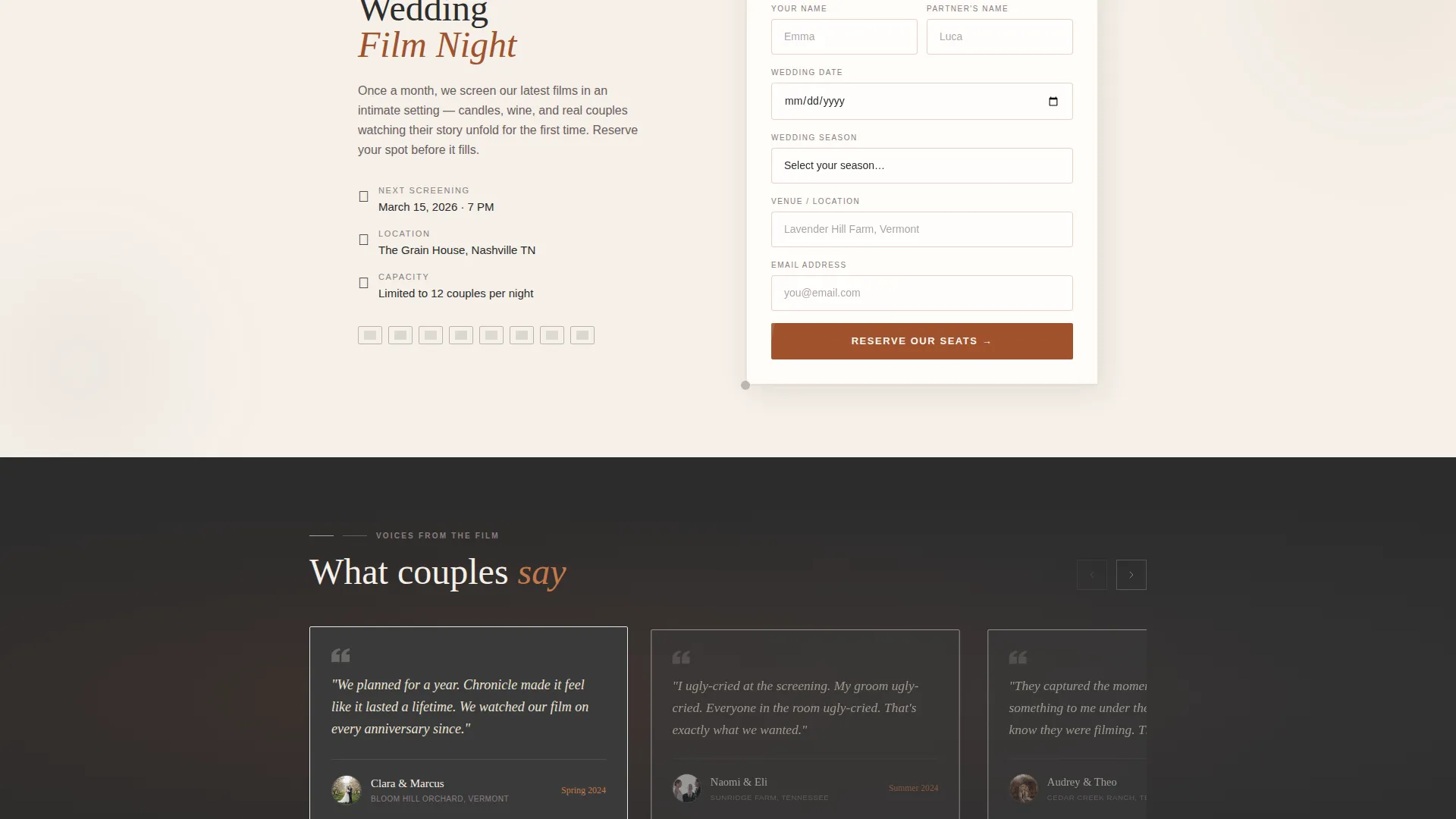 Rustic Wedding Professional Website Template
