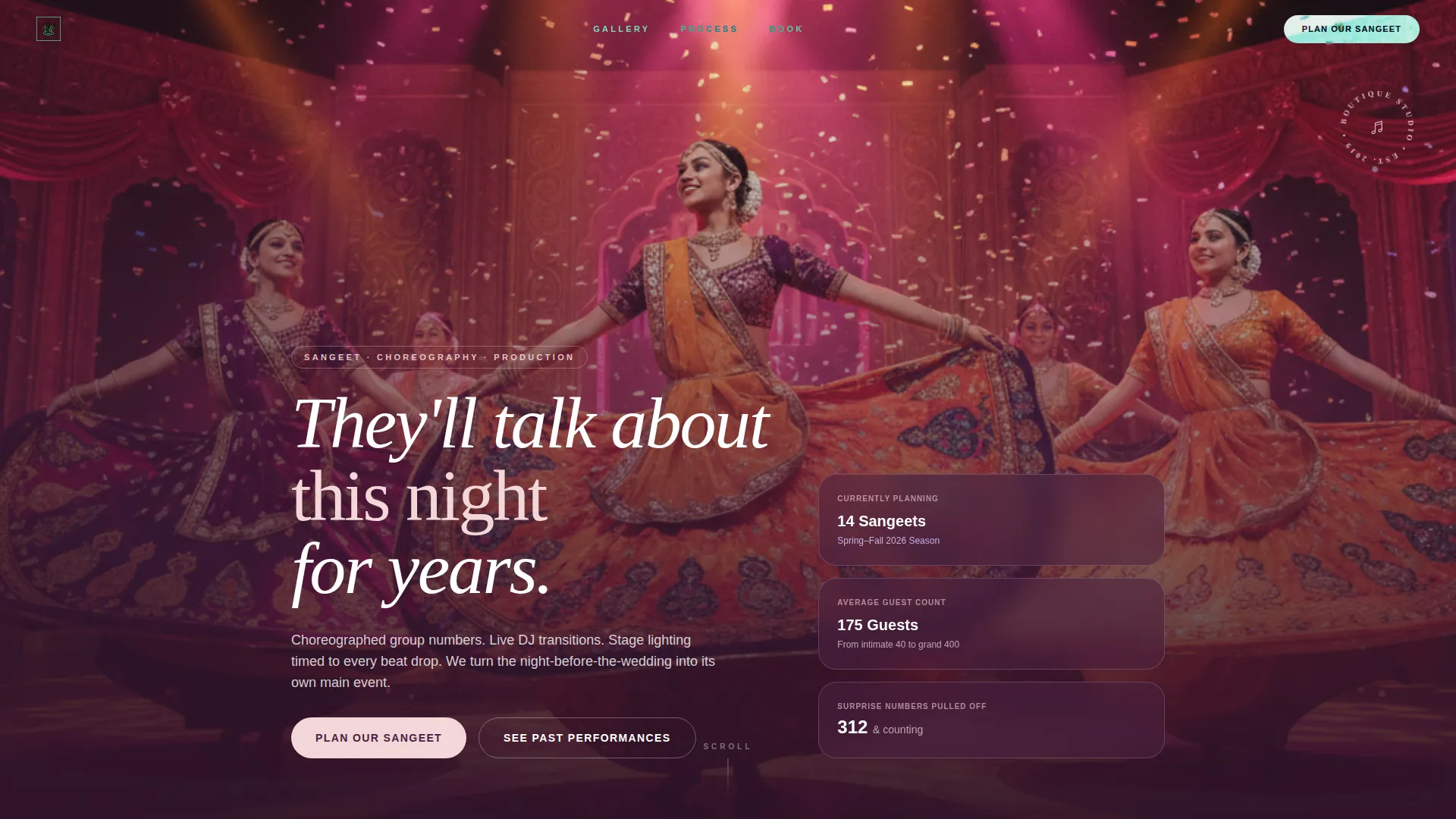 Choreography Landing Page Template for Wedding Studios