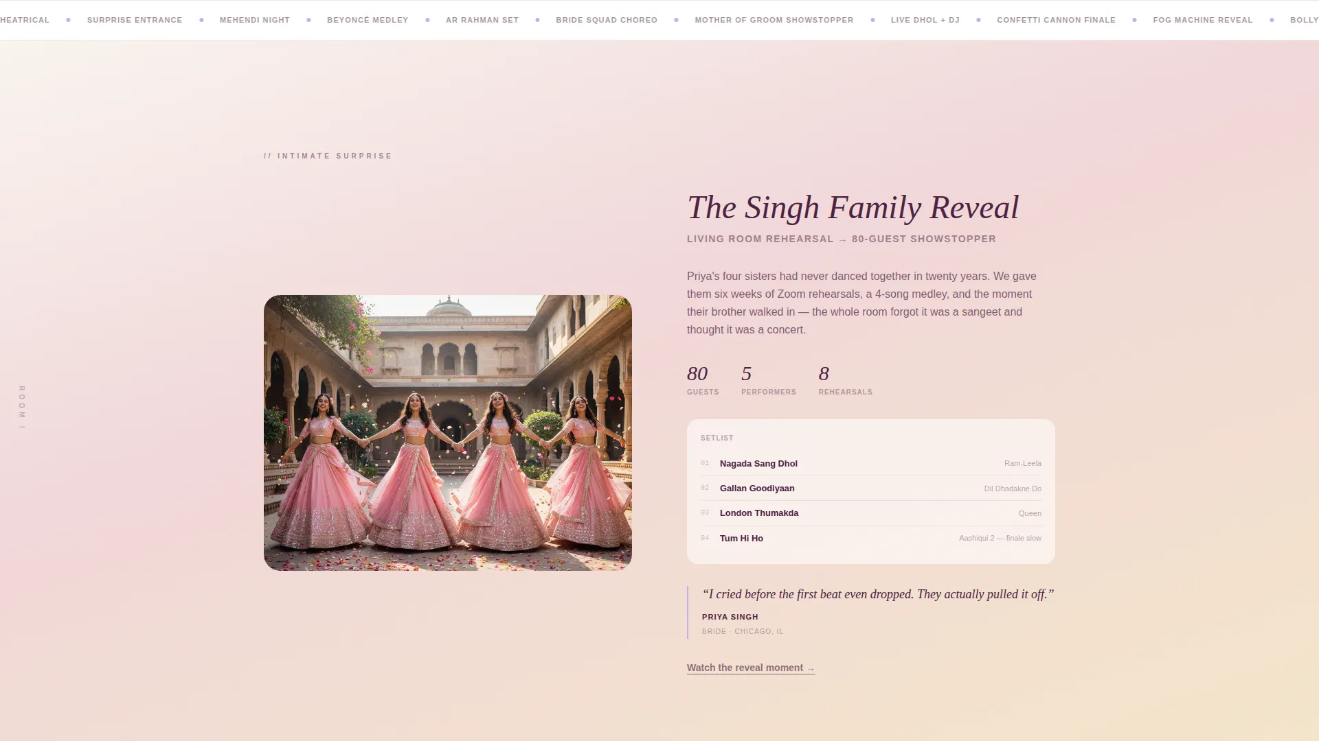 Choreography Landing Page Template for Wedding Studios
