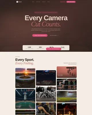 Cinematic Sports Live Streaming Landing Page