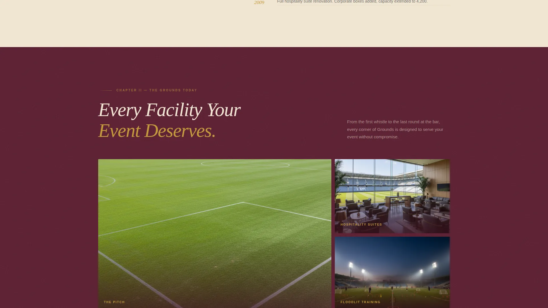 Heritage Sports Event Venue Landing Page Template