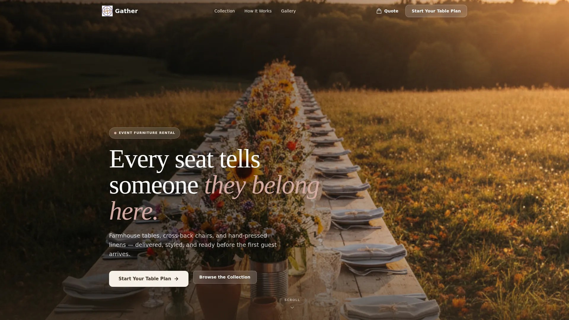 Elegant Table & Chair Rental Landing Page Template