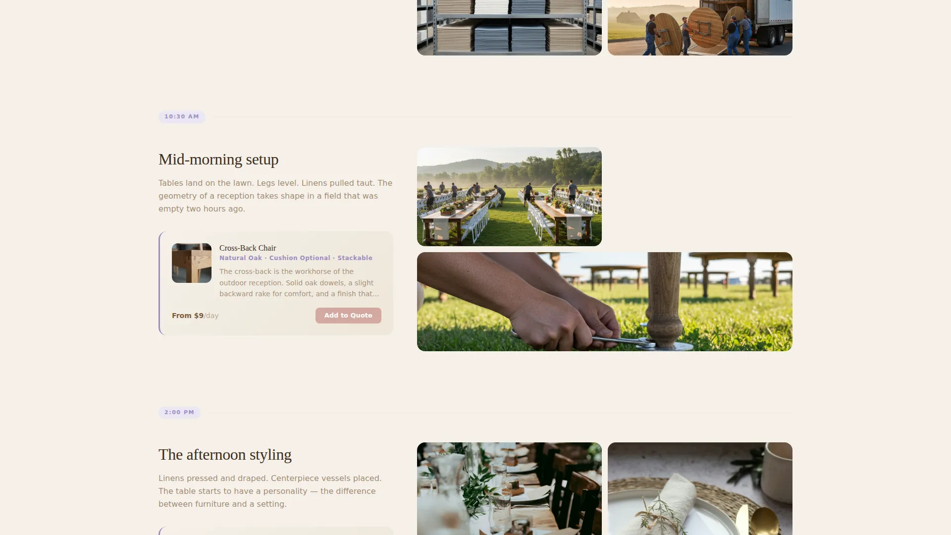 Elegant Table & Chair Rental Landing Page Template