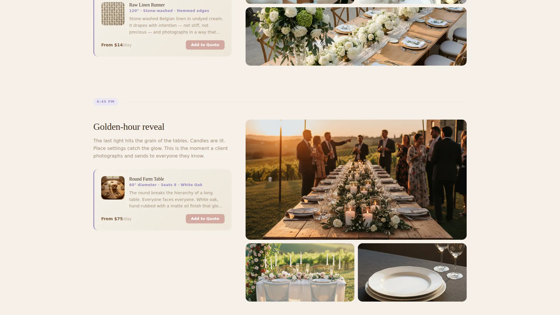 Elegant Table & Chair Rental Landing Page Template