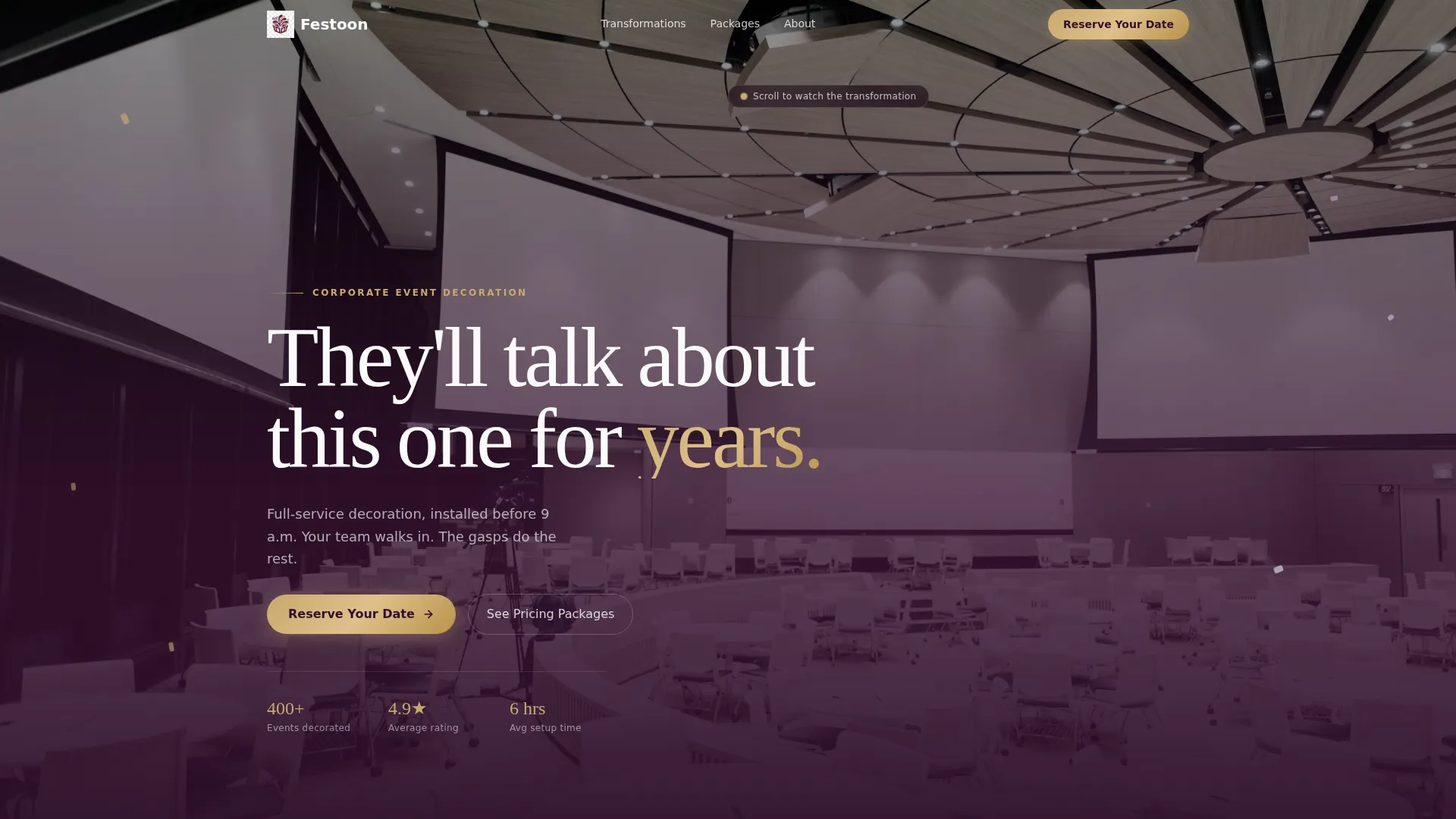 Team Building Event Decoration Landing Page