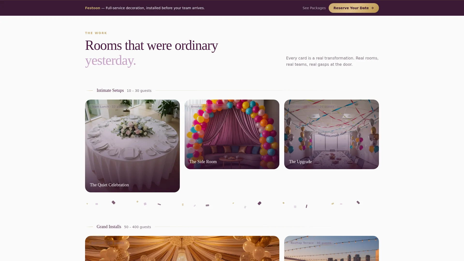 Team Building Event Decoration Landing Page