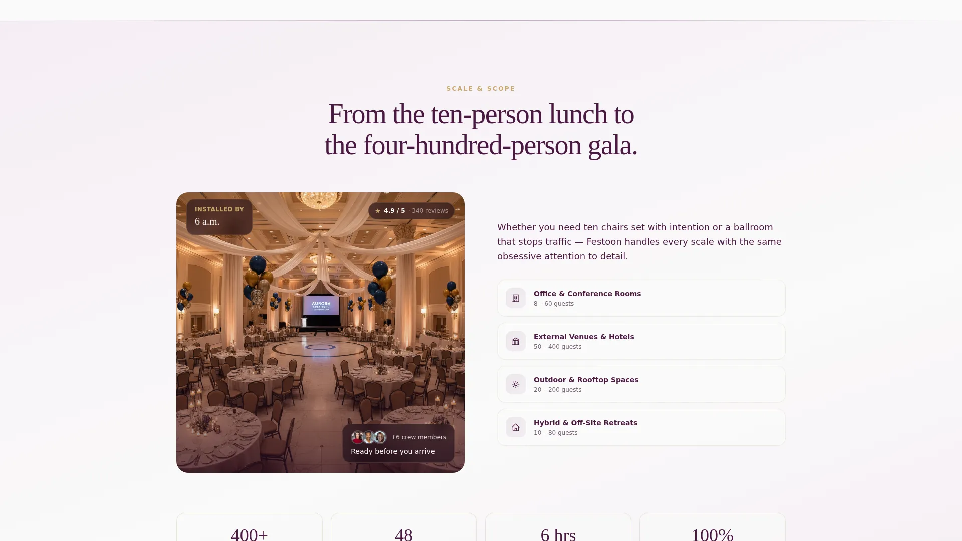 Team Building Event Decoration Landing Page