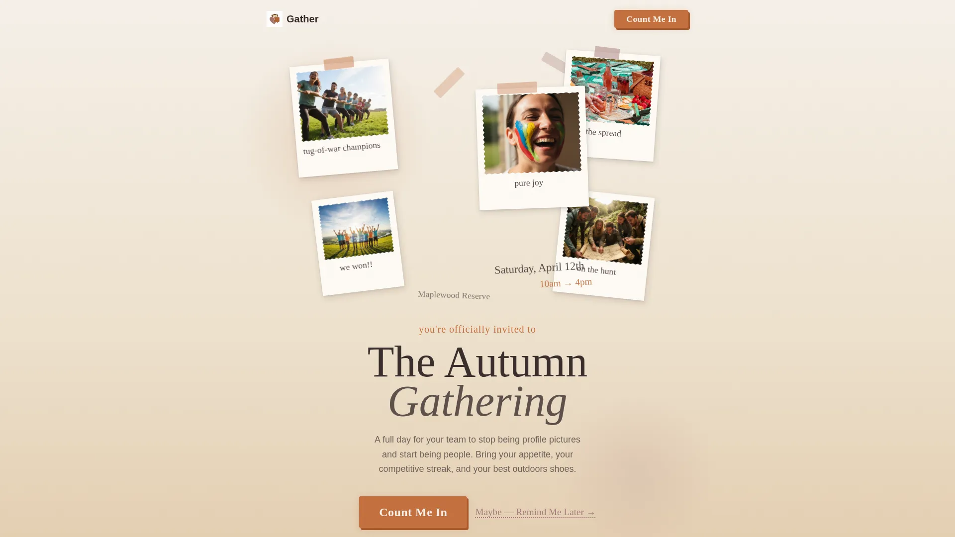 Team Building Event Invitation Landing Page Template