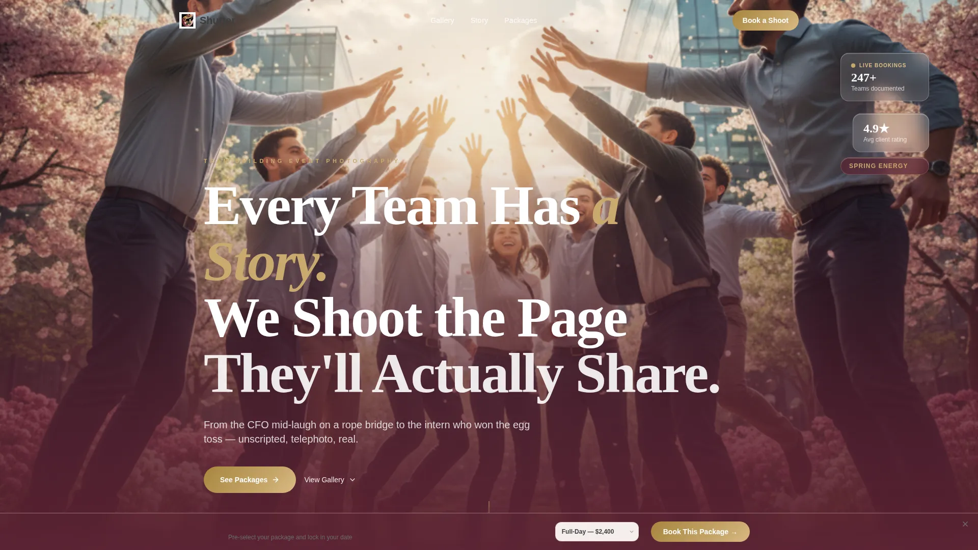 Team Building Event Photography Landing Page