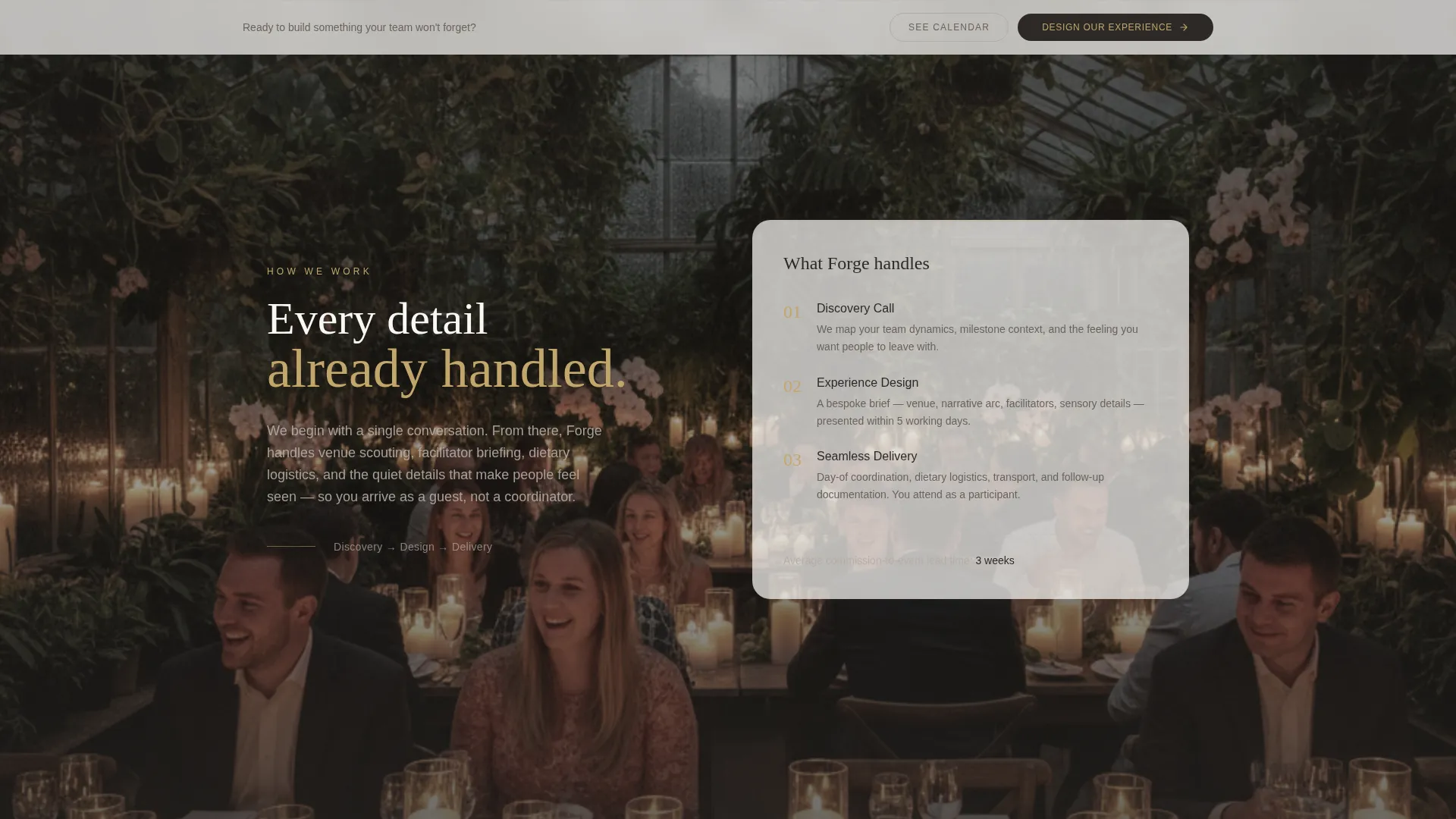 Bespoke Team Building Event Planner Landing Page