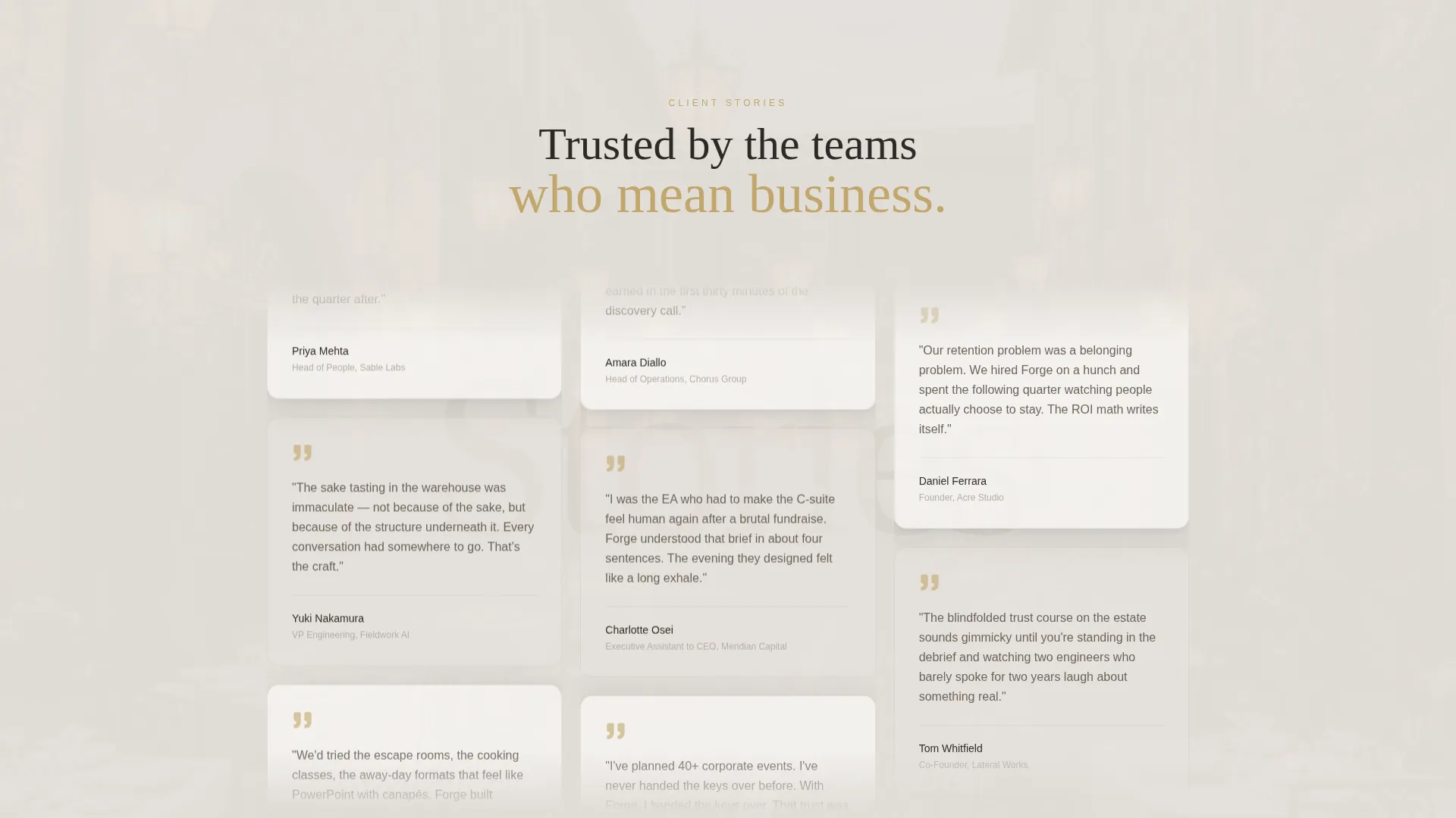 Bespoke Team Building Event Planner Landing Page