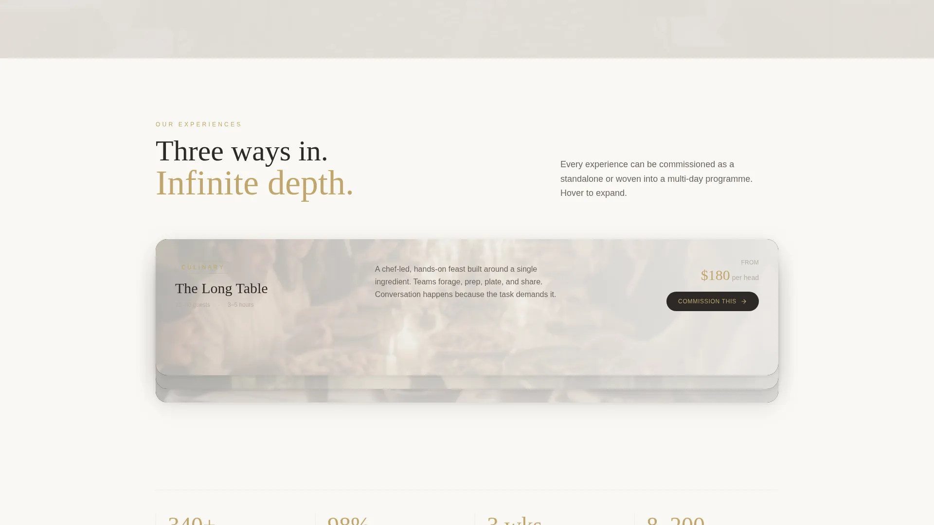 Bespoke Team Building Event Planner Landing Page