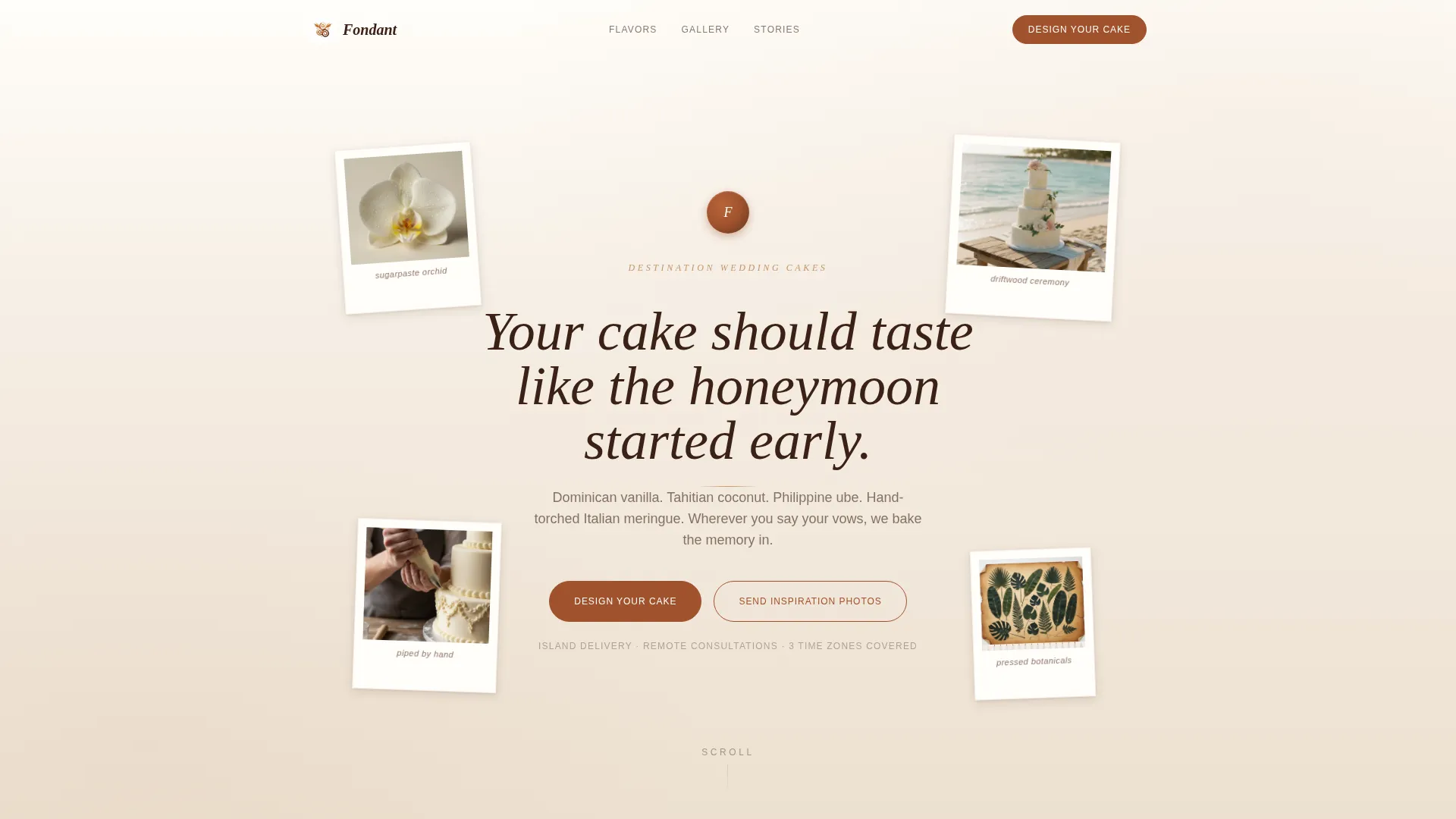 Tropical Wedding Cake Baker Landing Page Template