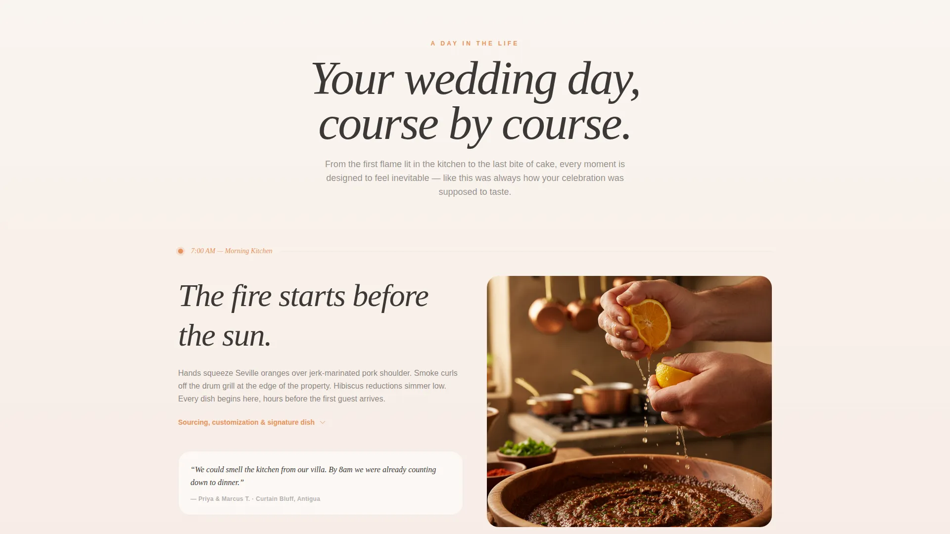 Tropical Wedding Caterer Landing Page Template