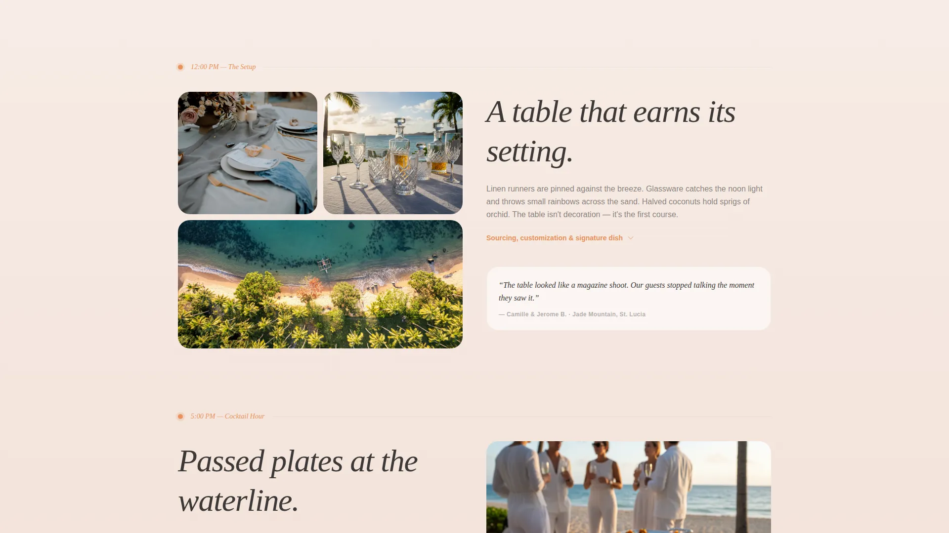 Tropical Wedding Caterer Landing Page Template