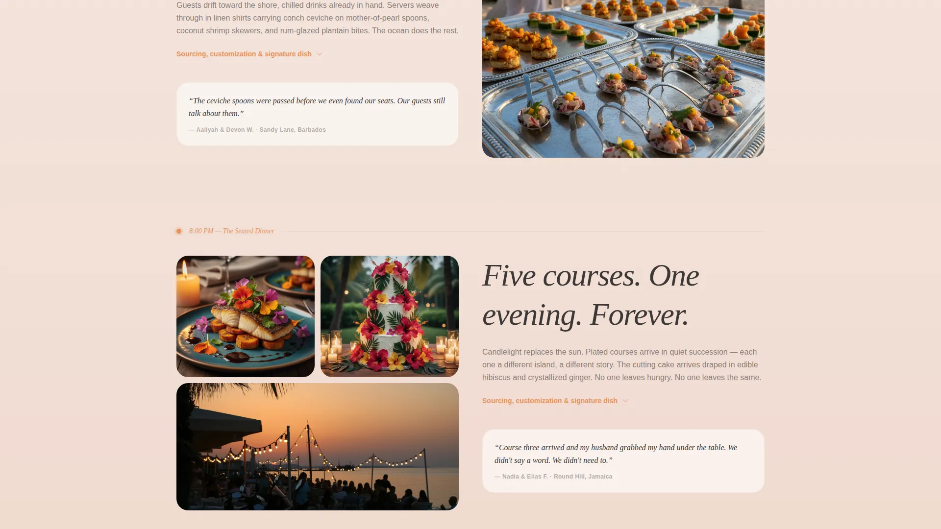 Tropical Wedding Caterer Landing Page Template