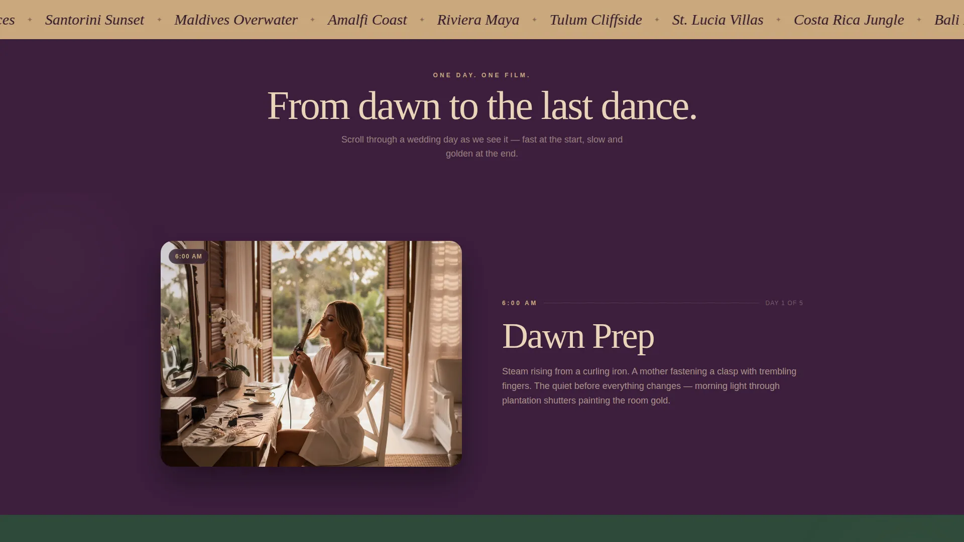 Cinematic Destination Wedding Videographer Landing Page