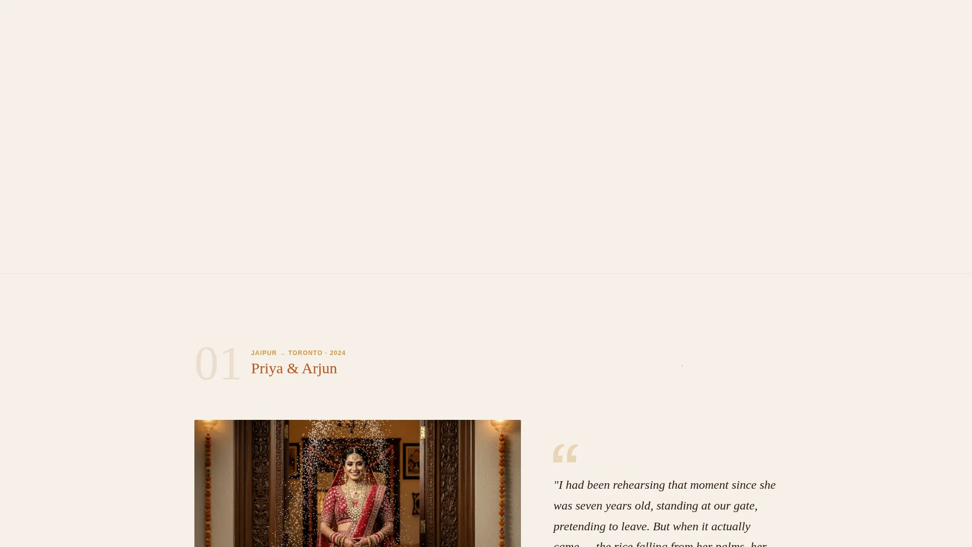 Reception Landing Page Template for Indian Wedding Planners